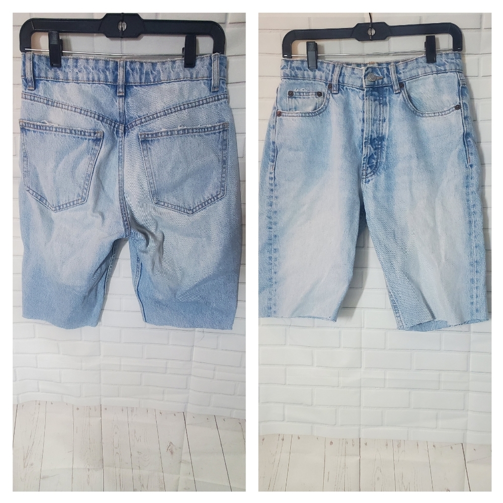 Zara Blue Denim Jean Bermuda Length Cutoff Shorts